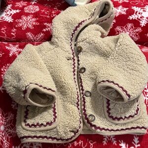 Zara Beige Sherpa Jacket with Hood